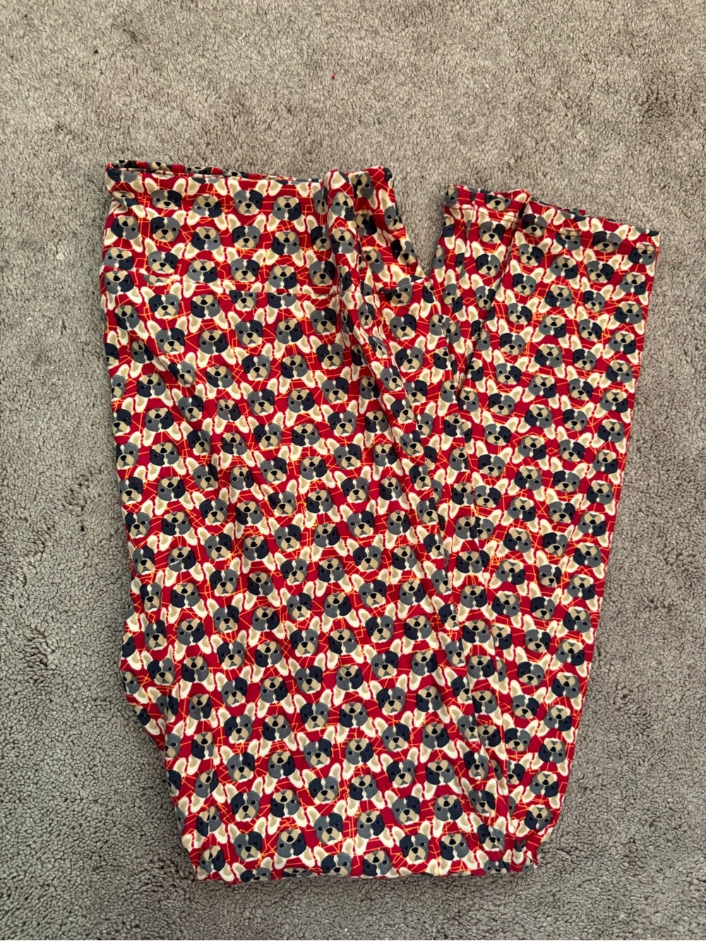 Women’s Red & Navy Dog-Print Stretch Leggings
